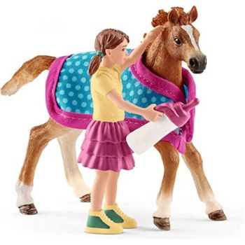 Jucarie Horse Club foal with blanket, toy vehicle