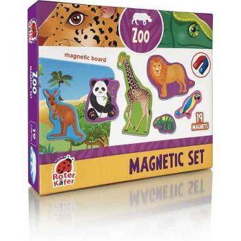Set magnetic Animale de la Zoo cu Plansa magnetica inclusa 19 piese