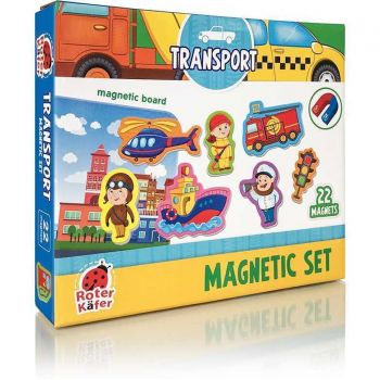 Set magnetic Mijloace de Transport cu Plansa magnetica inclusa 22 piese
