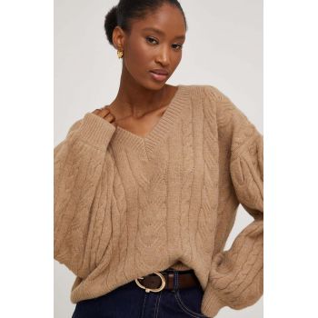 Answear Lab pulover de lana culoarea maro, călduros ieftin