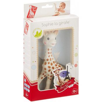 Jucarie Girafa Sophie in cutie cadou 'Fresh Touch' Crem
