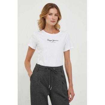 Pepe Jeans tricou din bumbac culoarea alb