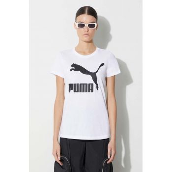 Puma tricou din bumbac Classic Logo Tee culoarea alb 530076.02-white