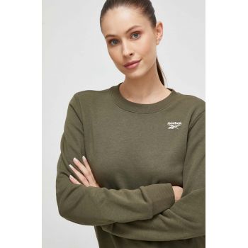 Reebok bluza femei, culoarea verde, neted