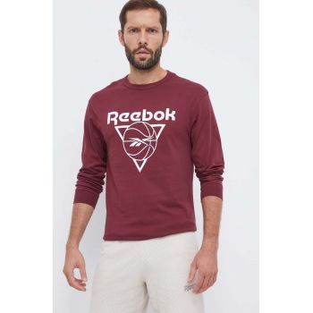 Reebok Classic longsleeve din bumbac Basketball culoarea bordo, cu imprimeu de firma original