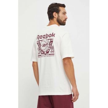 Reebok Classic tricou din bumbac Basketball culoarea bej, cu imprimeu