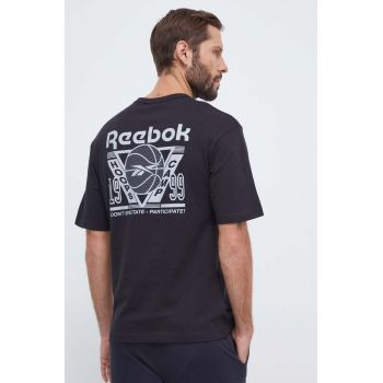 Reebok Classic tricou din bumbac Basketball culoarea negru, cu imprimeu ieftin