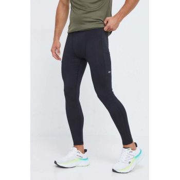 Reebok leggins de alergare Run Base Layer culoarea negru, neted