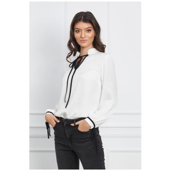 Bluza Moze alba cu snur negru