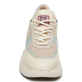 Pantofi sport cu talpa wedge si insertii de piele Many