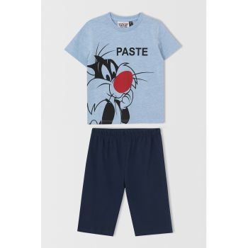 Pijama din amestec de bumbac cu imprimeu
