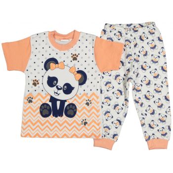 Pijama Ursulet Panda cu fundita pentru fete, coray, 1-3 ani