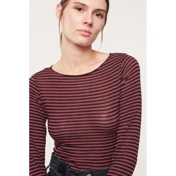 Bluza din amestec de casmir cu model in dungi