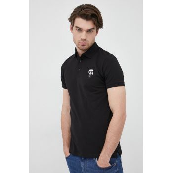 Karl Lagerfeld tricou polo barbati, culoarea negru, cu imprimeu