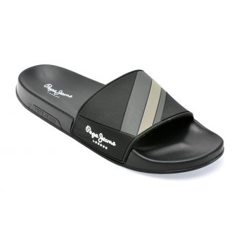 Papuci PEPE JEANS negri, MS70125, din pvc