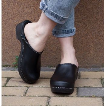 Saboti piele naturala Clogs negru