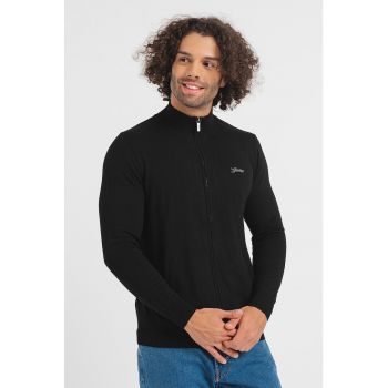 Cardigan tricotat fin cu fermoar