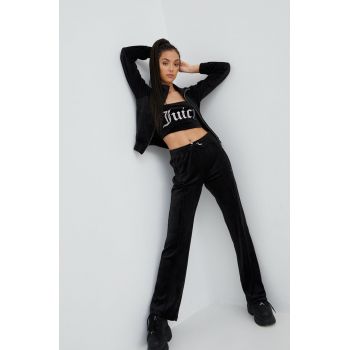 Juicy Couture pantaloni de trening femei, culoarea negru, cu imprimeu