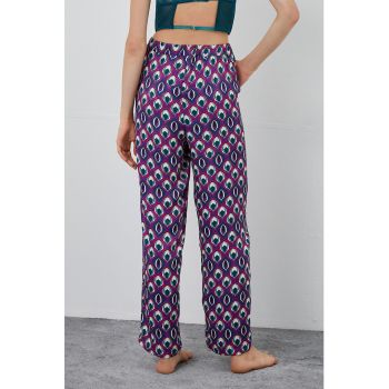 Pantaloni de pijama de satin cu talie elastica