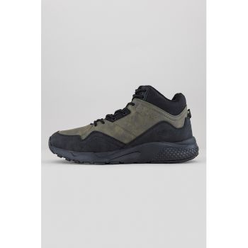 Pantofi sport high top de piele ecologica si material textil