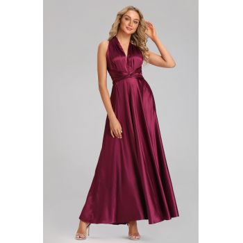 Rochie Amelie, Silky Satin Fabric, Rich Burgundy