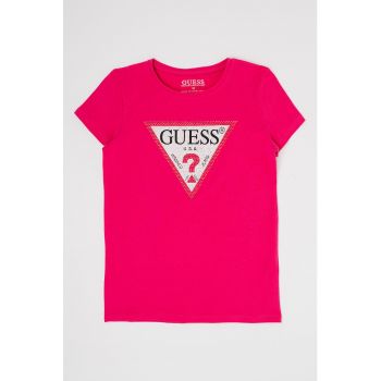 Tricou cu imprimeu logo si strasuri