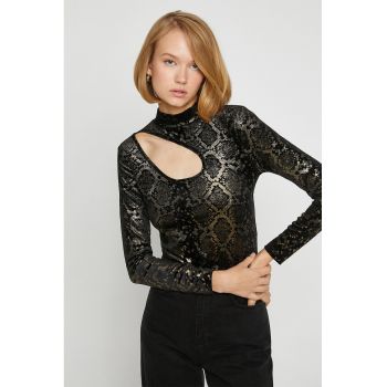 Bluza asimetrica cu model piele de reptila
