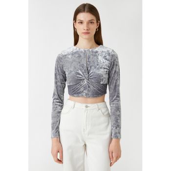 Bluza crop de catifea