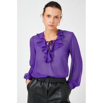 Bluza semitransparenta cu decolteu in V