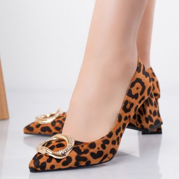 Pantofi dama Animal Print din Pieie Ecologica Intoarsa Berga ieftini