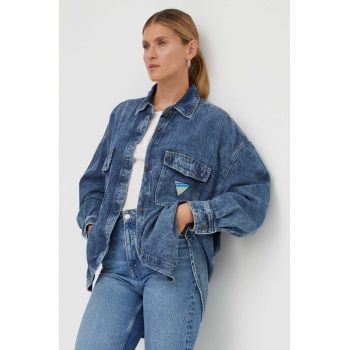 American Vintage camasa jeans femei, cu guler clasic, relaxed de firma originala