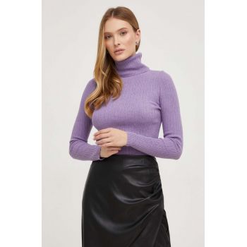Answear Lab pulover femei, culoarea violet, light, cu guler de firma original