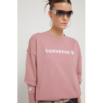 Converse bluza femei, culoarea roz, cu imprimeu ieftin