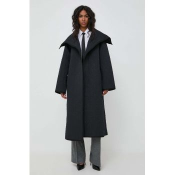 Elisabetta Franchi palton femei, culoarea negru, de tranzitie