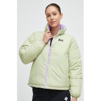 Helly Hansen geaca cu doua fete femei, culoarea violet, de iarna, oversize