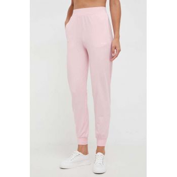 HUGO pantaloni de lounge culoarea roz, neted