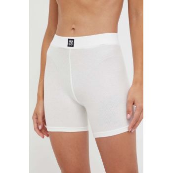 HUGO pantaloni scurți de lounge culoarea alb, neted, medium waist