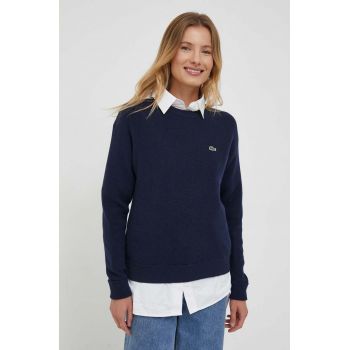 Lacoste pulover de lână femei, culoarea bleumarin de firma original