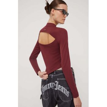 Superdry longsleeve femei, culoarea bordo