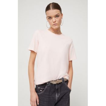 Superdry tricou din bumbac culoarea roz