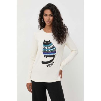 Weekend Max Mara longsleeve femei, culoarea alb