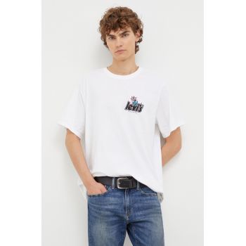 Levi's tricou din bumbac culoarea alb, cu imprimeu