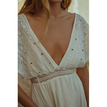 Rochie mini cu dantela crosetata