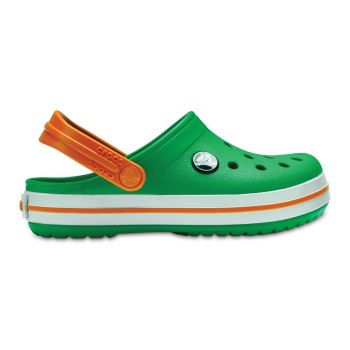 Saboti Crocs Crocband Kids Verde - Grass Green/White/Blazin G Orange de firma originali