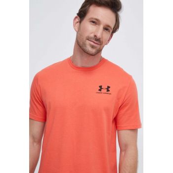 Under Armour tricou barbati, culoarea portocaliu, cu imprimeu, 1326799 de firma original
