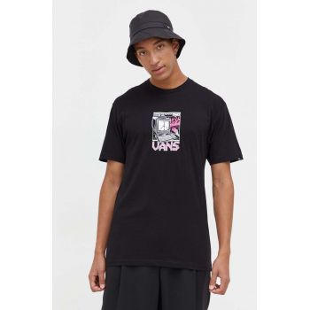 Vans tricou din bumbac culoarea negru, cu imprimeu