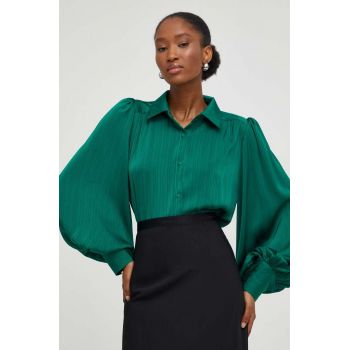 Answear Lab camasa femei, culoarea verde, cu guler clasic, regular