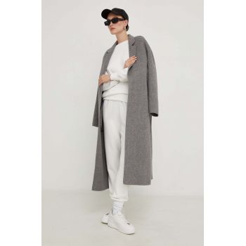 Answear Lab palton de lana culoarea gri, de tranzitie, oversize ieftin