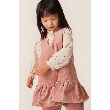 Konges Sløjd rochie din bumbac pentru copii culoarea roz, mini, evazati ieftina