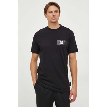 PLEIN SPORT tricou din bumbac culoarea negru, cu imprimeu